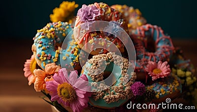 Homemade dessert bouquet sweet, colorful indulgence generated by AI Stock Photo