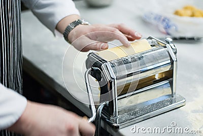 Homemade dough. rolling dough. pasta, ravioli and lasagna Stock Photo