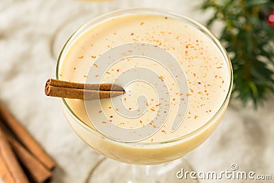 Homemade Eggnog Martini in a Glass Stock Photo