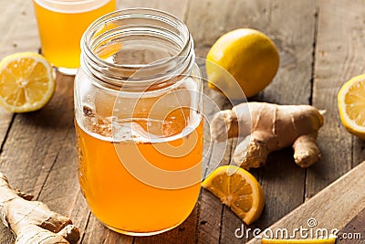 Homemade Fermented Raw Kombucha Tea Stock Photo