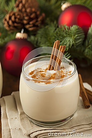 Homemade Festive Cinnamon Eggnog Stock Photo