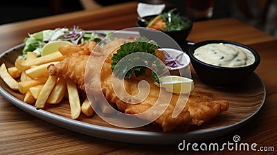 Homemade fish and chips Stock Photo