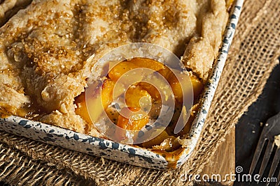 Homemade Flakey Peach Cobbler Stock Photo