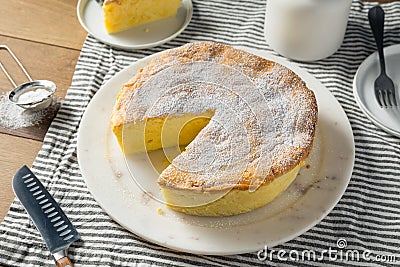 Homemade Fluffy Japanese Cheesecake Stock Photo
