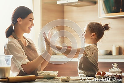 Homemade food and little helper. Stock Photo