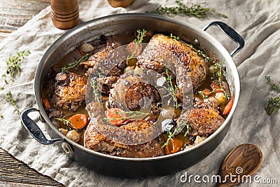 Homemade French Coq Au Vin Chicken Stock Photo