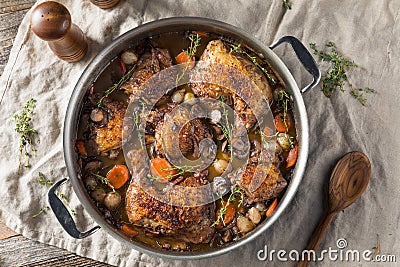 Homemade French Coq Au Vin Chicken Stock Photo