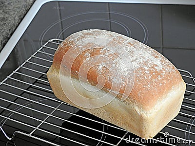 Homemade fresh baked oven bread loaf white natural wheat food basket Stock Photo