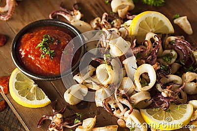 Homemade Fresh Grilled Calamari Stock Photo