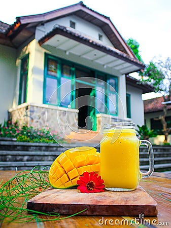 Homemade fresh mango juice Stock Photo