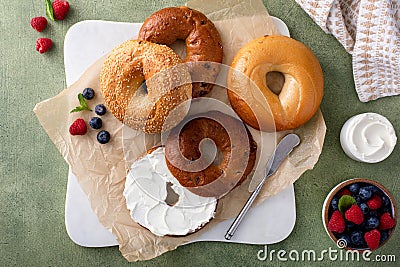 Homemade freshly baked bagels ready to eat Stock Photo