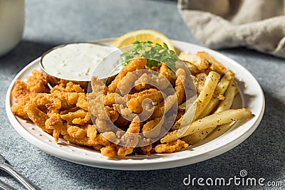 Homemade Fried Clam Strips Stock Photo