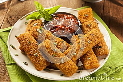 Homemade Fried Mozzarella Sticks Stock Photo