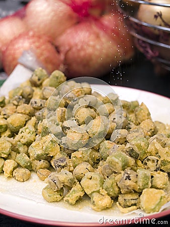 Homemade fried okra Stock Photo