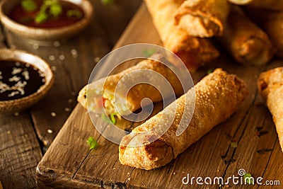 Homemade Fried Pork EggRolls Stock Photo