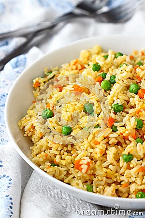 Homemade Fried Rice made in Instant Pot Stock Photo