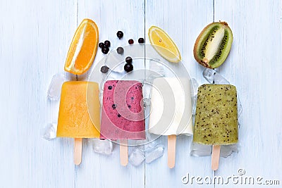 Homemade frozen ice cream popsicles Stock Photo