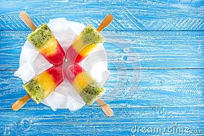 Homemade frozen ice cream popsicles Stock Photo