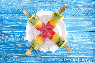 Homemade frozen ice cream popsicles Stock Photo