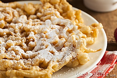 Homemade Funnel Cake with Powdered Sugar Stock Photo