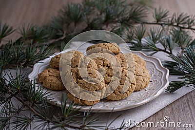 Homemade ginger and oats biscuits Stock Photo