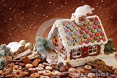 Homemade gingerbread house Stock Photo