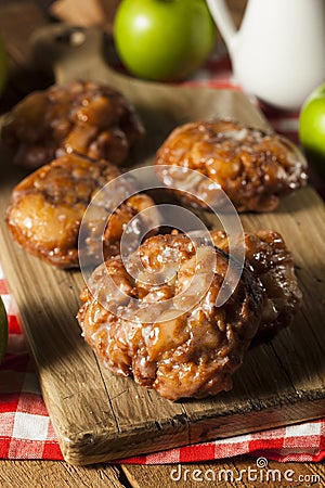 Homemade Glazed Apple Fritters Stock Photo