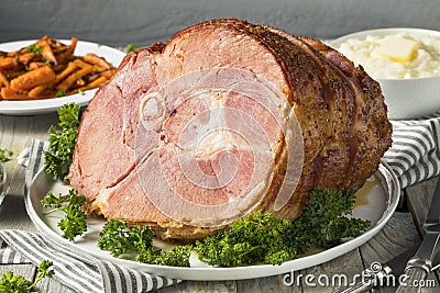 Homemade Glazed Easter Spiral Cut Ham Stock Photo