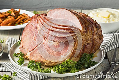 Homemade Glazed Easter Spiral Cut Ham Stock Photo