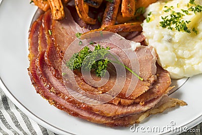 Homemade Glazed Easter Spiral Cut Ham Stock Photo