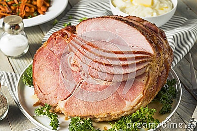 Homemade Glazed Easter Spiral Cut Ham Stock Photo