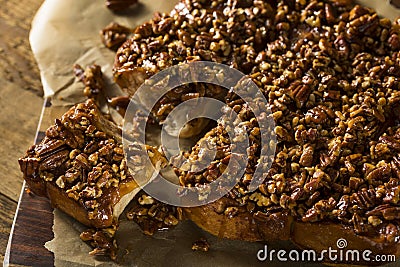 Homemade Glazed Pecan Sticky Buns Stock Photo