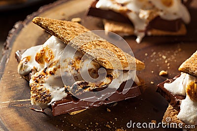 Homemade Gooey Marshmallow S'mores Stock Photo