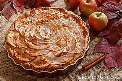 Homemade gourmet apple pie baked sweet traditional Stock Photo
