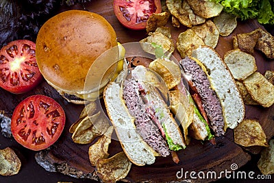 Homemade gourmet burger Stock Photo