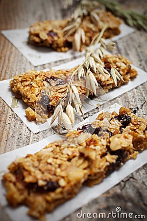 Homemade granola bars Stock Photo