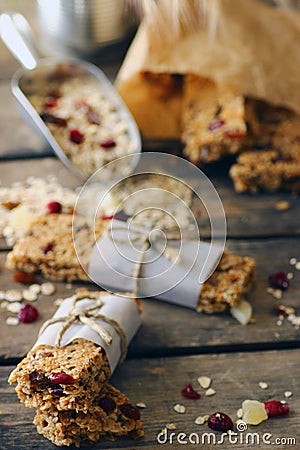 Homemade Granola Protein Bars Stock Photo