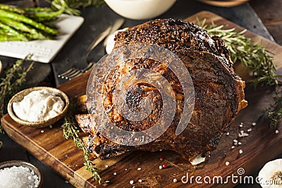 Homemade Grass Fed Prime Rib Roast Stock Photo