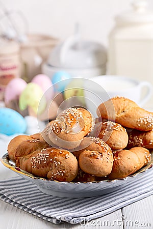 Homemade Greek Easter cookies koulourakia Stock Photo