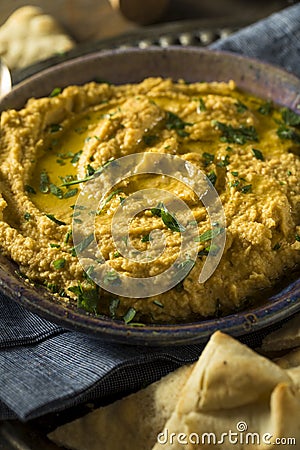 Homemade Greek Pumpkin Hummus Stock Photo