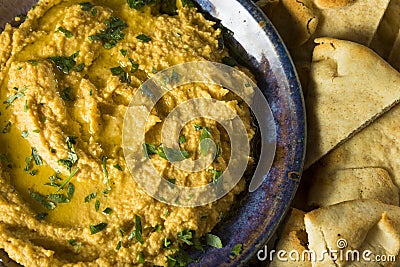 Homemade Greek Pumpkin Hummus Stock Photo