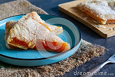 Homemade greek pumpkin pie with filo pie sheets Stock Photo