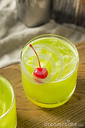 Homemade Green Melon Midori Sour Stock Photo