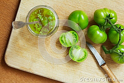 Homemade green tomato jam chutney Stock Photo
