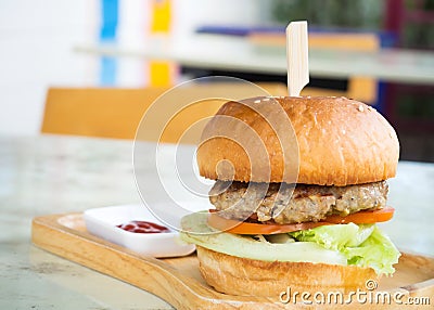 Homemade hamburger. Fresh meat, grill beef, vegetable and burger Stock Photo