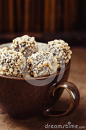Homemade hazelnut candies in cup Stock Photo
