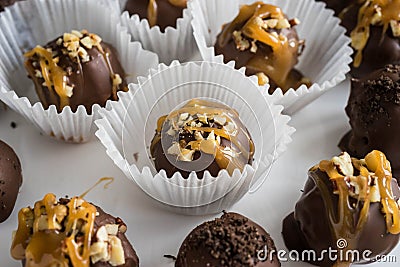 Homemade healthy chocolate truffles Stock Photo