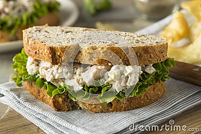 Homemade Healthy Chicken Salad Sandwich Stock Photo