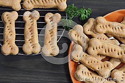 Homemade Healthy Pumpkin Dog Bone Cookies Stock Photo