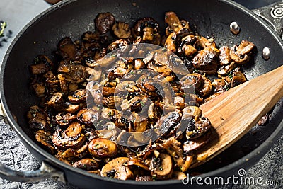 Homemade Healthy Sauteed Mushrooms Stock Photo